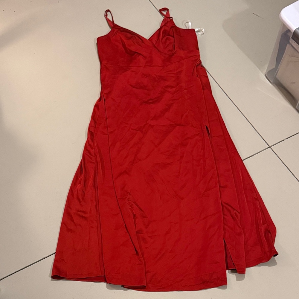 Azazie Dalilah Stretch Satin Dress in Rust